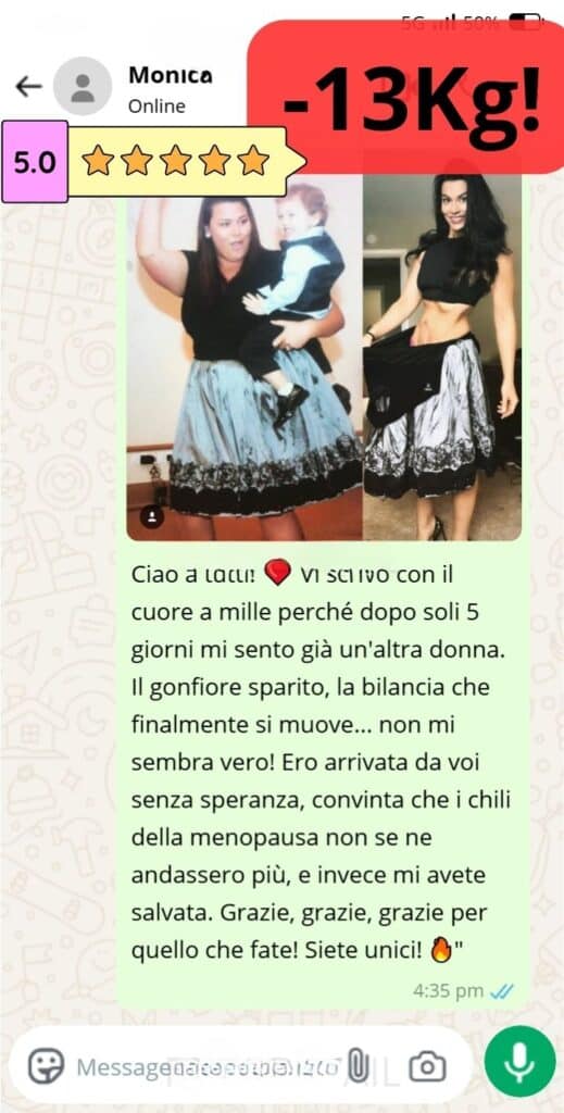 Donna felice che mostra perdita di peso durante la menopausa, stile di vita sano e benessere.