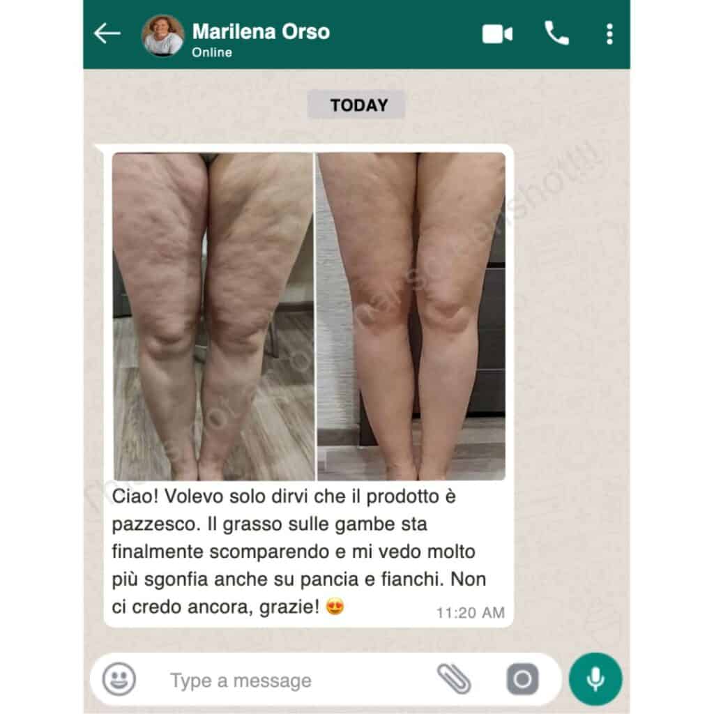 Prodotto per la riduzione del grasso alle gambe.