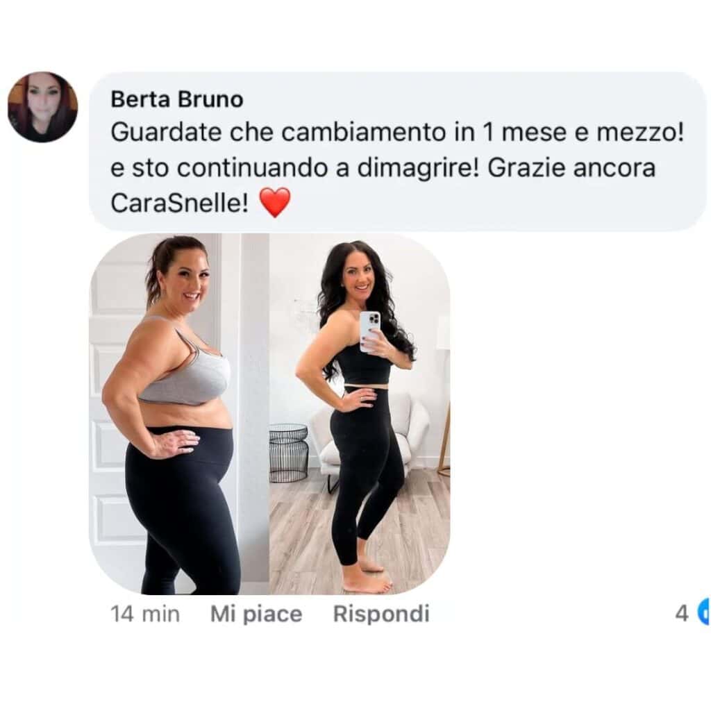 Donna in menopausa che mostra perdita di peso con successo.
