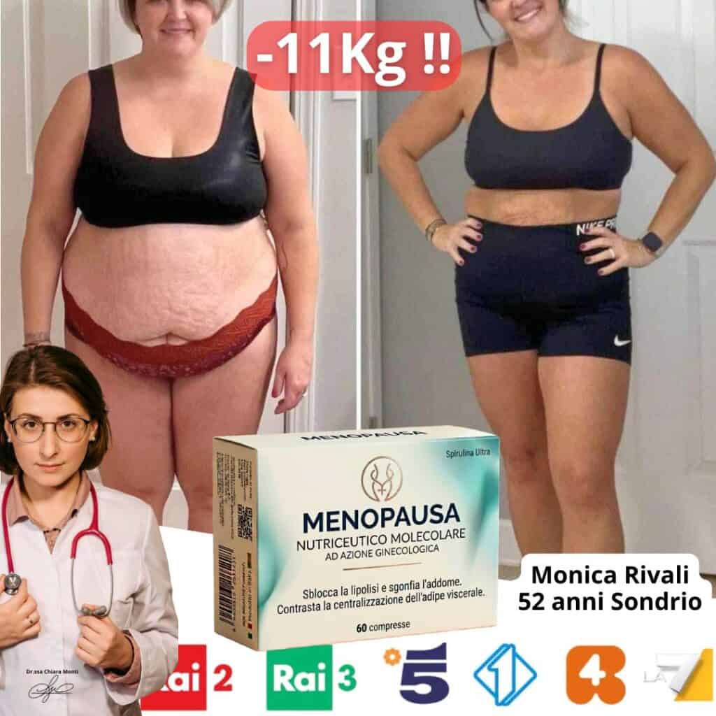 Prima e dopo la perdita di peso di Monica Rivali di 11kg.
