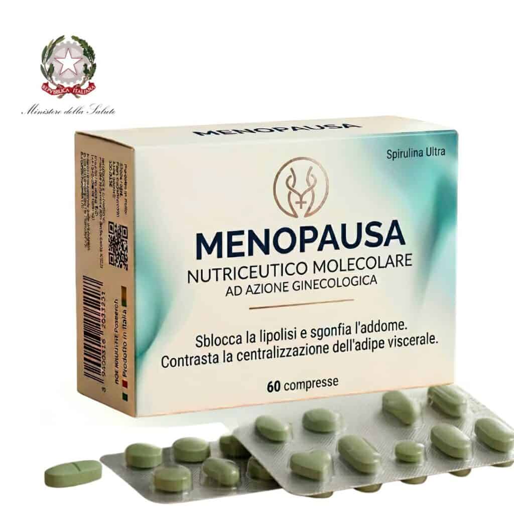 Integratore naturale per menopausa con 60 compresse di spirulina ultra.