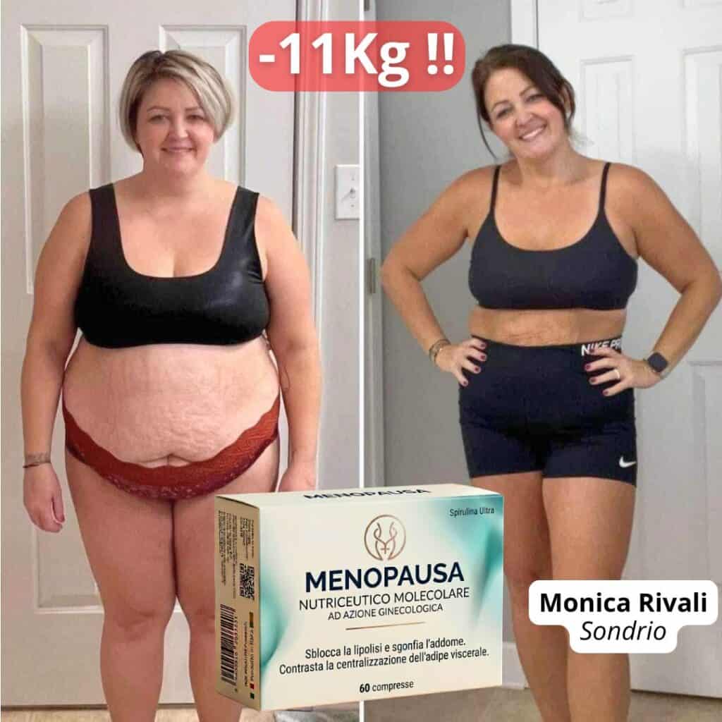Donna prima e dopo la perdita di 11kg con Monopause.