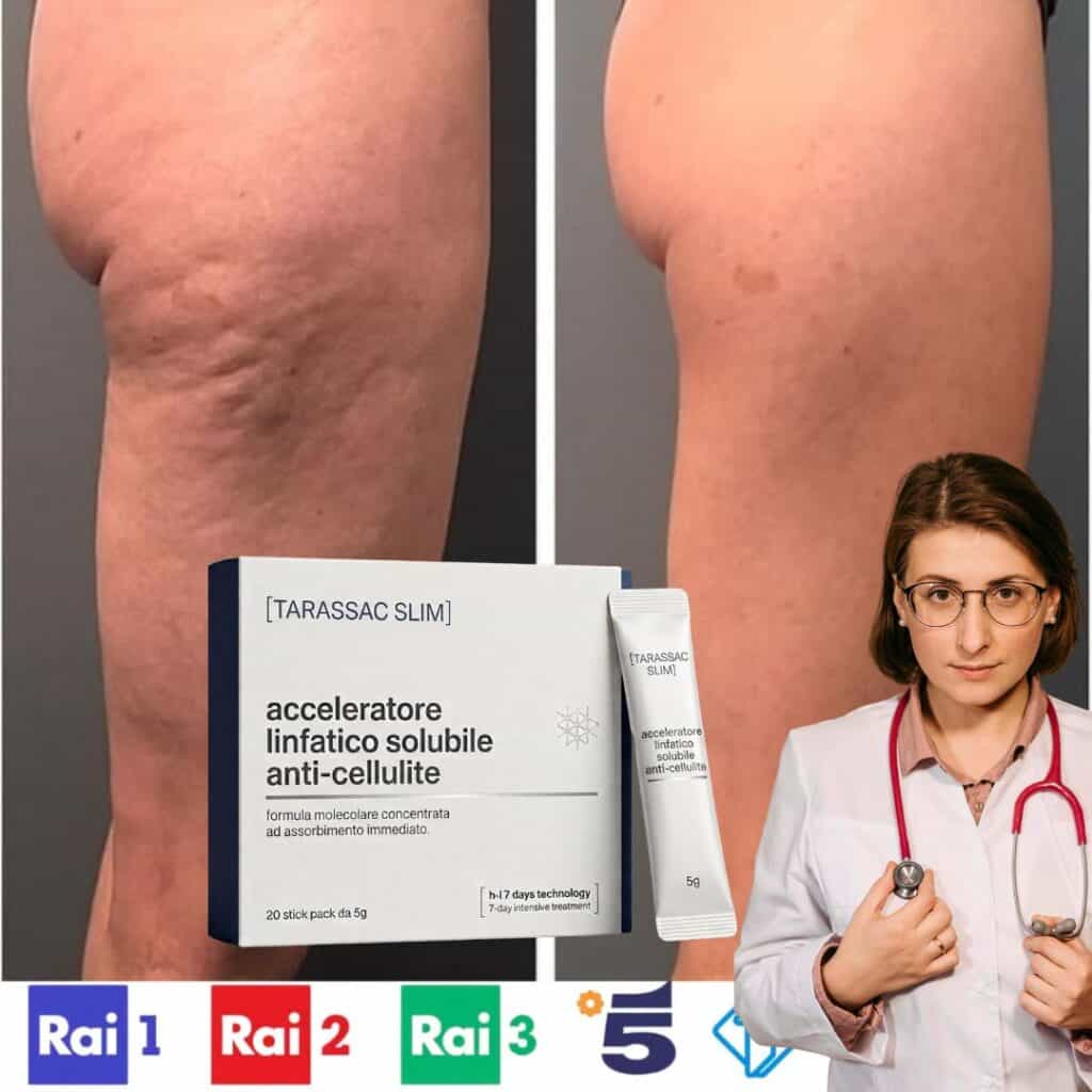 Prodotto anti-cellulite Tarassac Slim con risultati visibili.