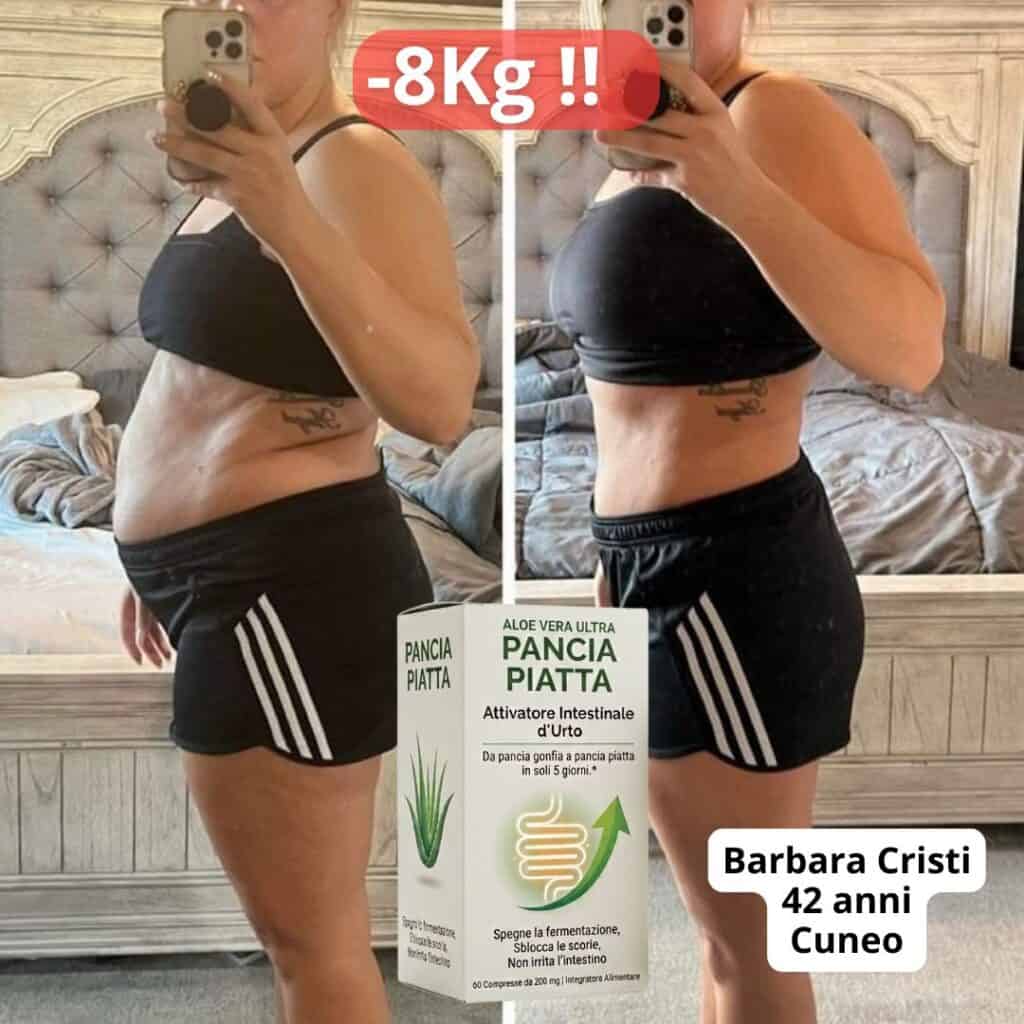 Doppia foto prima e dopo perdita di peso di Barbara Cristi.