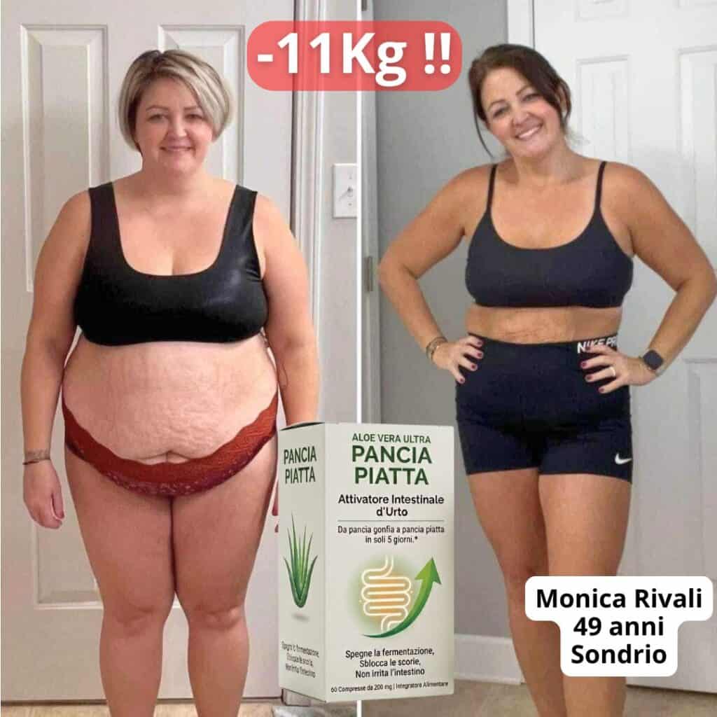 Prima e dopo la perdita di peso di Monica Rivali di 11kg.